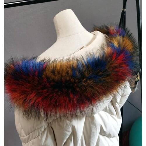 Autumn and winter men womens Ultralarge raccoon fur shawl collar faux fur scarf faux fox fur scarf thicken warm scarf