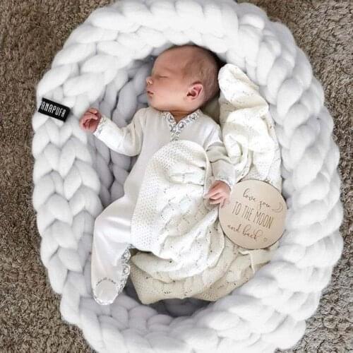 Portable Baby Bed Nest Hand-woven Newborn Crib Boys Girls Cushion Infant Cradle Cot Sleeping Pads Bassinet Photography Props