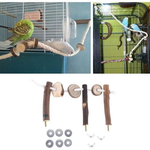 Pet Bird Parrot Stand Frame Rope Toys Parakeet Cockatiel Cage Ladder Climbing Hammock Toy Bird Supplies C42