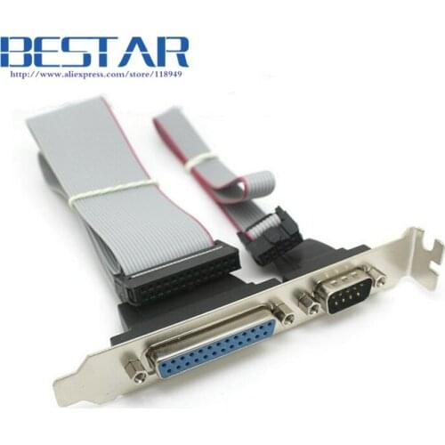 Serial DB9 Pin COM with Parallel DB25 Pin LPT Cable With PCI Slot Header Bracket