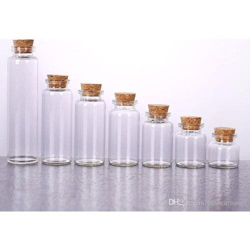 Clear Glass Bottle with Corks Vial Glass Jars Pendant Craft Projects DIY for Keepsakes 30mm Diameter