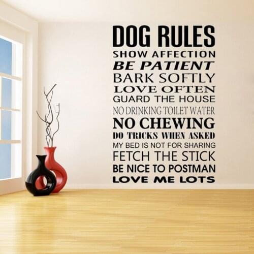 Dog Rules Removable Wall Stickers for Living Room Home Decor Vinyl Waterproof Decoration Bedroom Art Murals K322