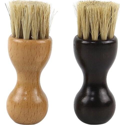 2 Pieces Shoes Brush Shoes Shine Pig Hair Brush Polish Bristle Brushes