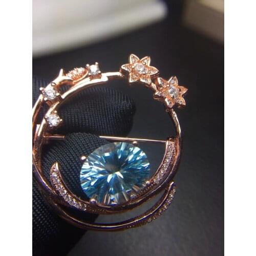 Natural And Real Swan Topaz brooch Free shipping Natural real Topaz 925 sterling silver brooch Gem 10*12mm