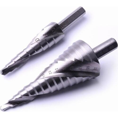 2PCS High-speed Steel Step Drill Bits Triangle Shank Spiral Groove HSS Step Drills 4-12mm 4-32mm for Aluminum Stainless Steel