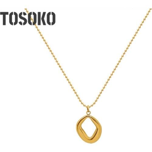 TOSOKO Stainless Steel Jewelry Special Shaped Hand Made Irregular Geometric Pendant Necklace Womens Fashion Clavicle Chain P987