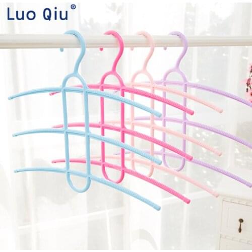 Three-layer anti-skid fish bone-type drying rack for drying and wet drying clothes hanger multi-function pants rack
