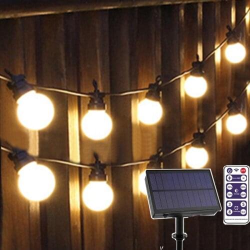 IP65 Milky Globe Solar String Light Outdoor G40 Patio Solar Fairy Garland Light For Backyard Party Cafe Bistro Decor