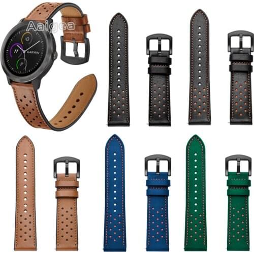 Unisex PU Leather Watch Band Strap for Garmin Vivoactive 3 Smart Watch Replacement Wrist band strap 20mm Leather Bracelet new
