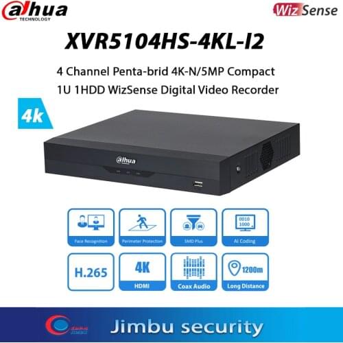 Dahua Video Recorder XVR5104HS-4KL-I2 4 Channel Penta-brid 4K-N 5MP Compact 1U 1HDD H.265 Face recognition Weekly protection