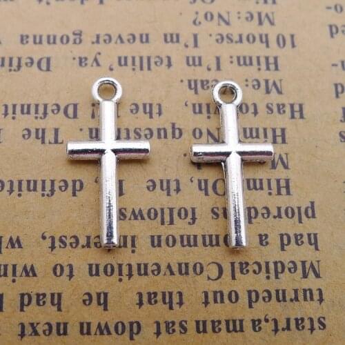 40 Pieces 9*18mm Mixed Alloy Antique Silver Color Cross Wicca Charms Vintage Bracelet Pendant Accessory For DIY Jewelry Making