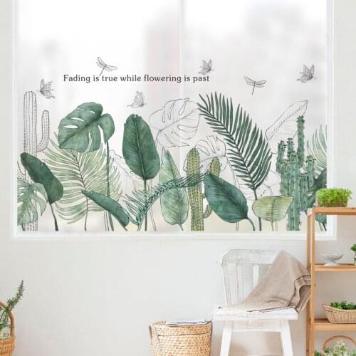 1Pcs Large Green Leaf Wall Stickers for Bedroom Living Room Wall Decor Kitchen Room Decoration Wall Decals Home Room Decor