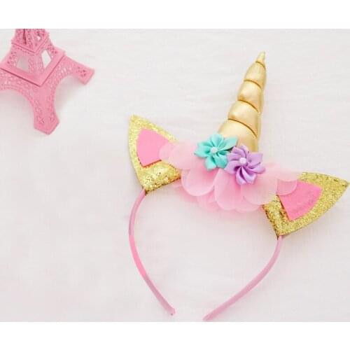 1 Pc Rainbow Unicorn Headband Kids Unicorn Headband Glitter Gold Unicorn Dress For Birthday Party Hairband Hair Accessories