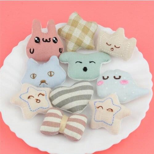 10pcs/lot DIY Handmade Multi style doll heart Padded Patches Appliques For Clothes Sewing Supplies DIY Hair Decoration