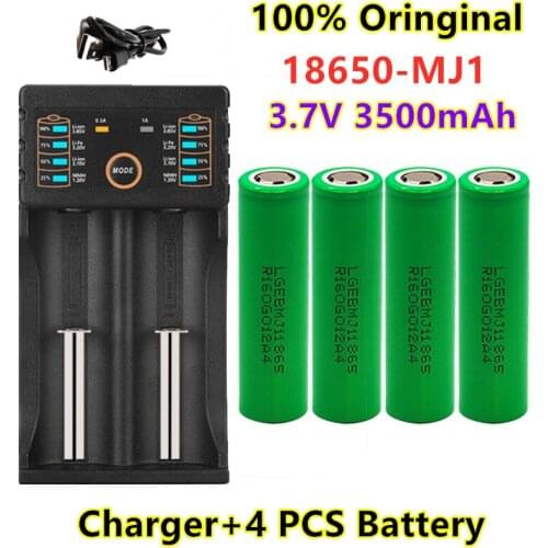 100% Original MJ1 3.7V 3500 mah 18650 Lithium Rechargeable Battery For Flashlight batteries for LG MJ1 3500mah battery+charger