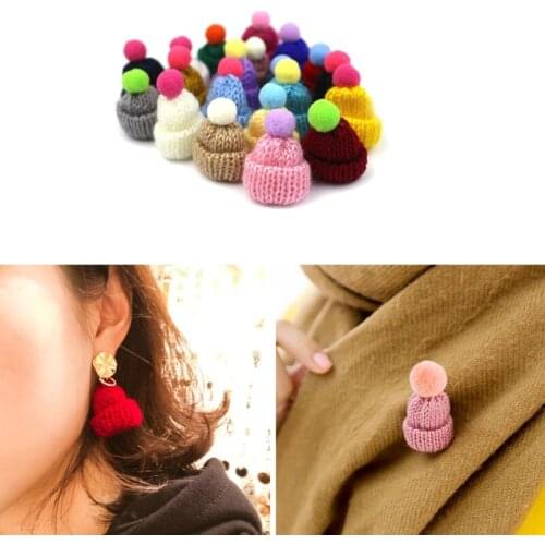 100Pcs Handmade Mini Finger Hat Pom Pom Hat Brooch Earrings Making Christmas Knit Hat Christmas Tree Ornaments Crafts
