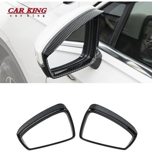For Volkswagen VW Tiguan MK2 2017-19 2020 ABS Carbon fibre Rearview mirror rain eyebrow Sunny visor Cover Auto Accessories 2pcs