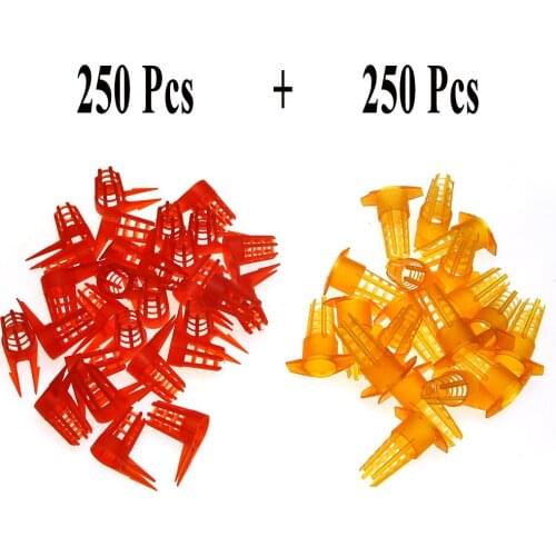500PCS Wholesale Beekeeping Bee Queen Cage Protective Cover Larva Rearing Plastic Honeycomb Cages Cell Protection Cap Supplies