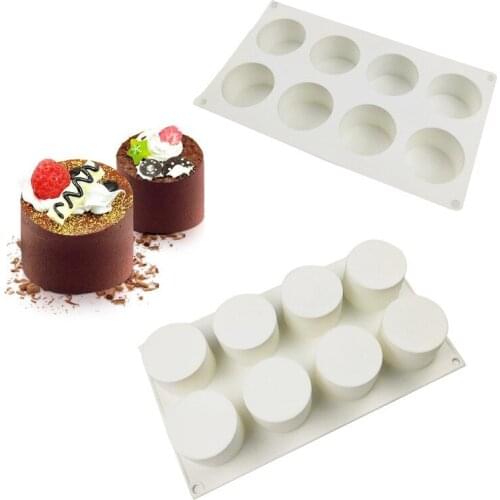 8 Hole Cylindrical Pudding Silicone Cake Mold For Baking Mould Dessert Mousse Pan Bakeware Moule Decoration Bakery Tools