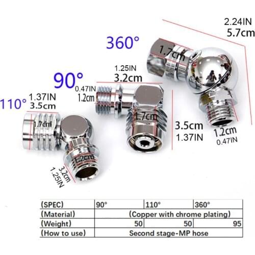 90/110/360 Degree Swivel Hose Adapter for 2nd Stage Scuba Diving Regulator Connector Dive Accessory