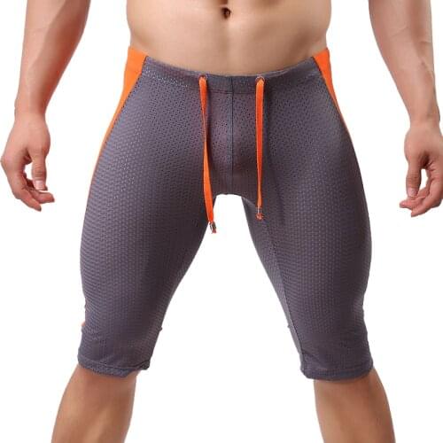 BRAVE PERSON Mesh Breathable Elastic Mens Tight Shorts Nylon Men Cueca Skinny Fitted Workout Cueca Short Pants Inside Pouch