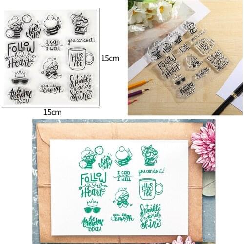 A Girl CHEER UP BE AUESOME TODAY WORDS Transparent Clear Silicone Stamps For DIY Scrapbooking Album Paper Cards Crafts New 2020