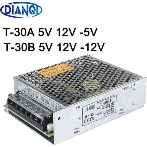 DIANQI Triple output power supply T-30A 5V 12V -5V ac dc converter T-30B 5V 12V -12V ac to dc power supply