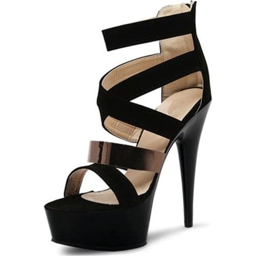 Designer shoes mall in years Euramerican style shoes sexy stage 15 cm high heel sandals black