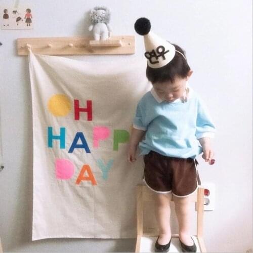 Happy Birthday party Canvas Poster happy birthday decoration supplies baby shower Photo Props Kid Birthday Canvas Poster