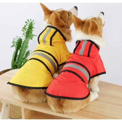 Dog Raincoat Rainproof Windproof Reflective Nighttime Safety Warm Jacket Rainwear Hoodie Breathable Puppy Pet Clothing