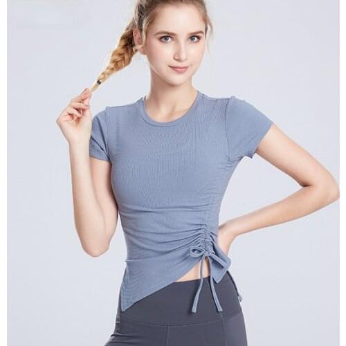 Breathable Sport Yoga Shirts Running Women T-shirts Gym Elastic Sports Jerseys Tee Sport Wear Short Sleeve Quick Dry
