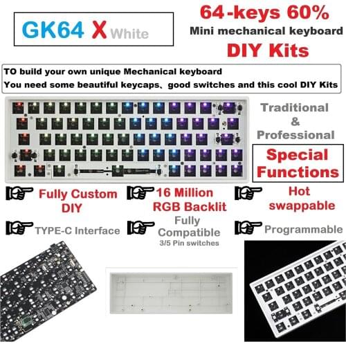 GK64X USB-C RGB Hot Swap Custom DIY Programmable Kit for 60% Keyboard