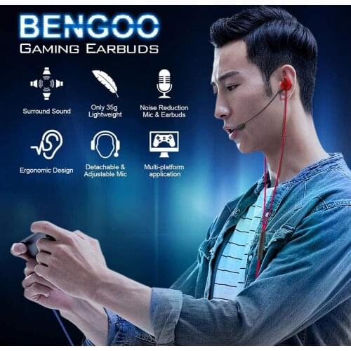 Gaming Earbuds 3.5mm Wired In-Ear Headphones Earphones With Detachable Dual Microphones For Games Music Videos 3.5mm Jack