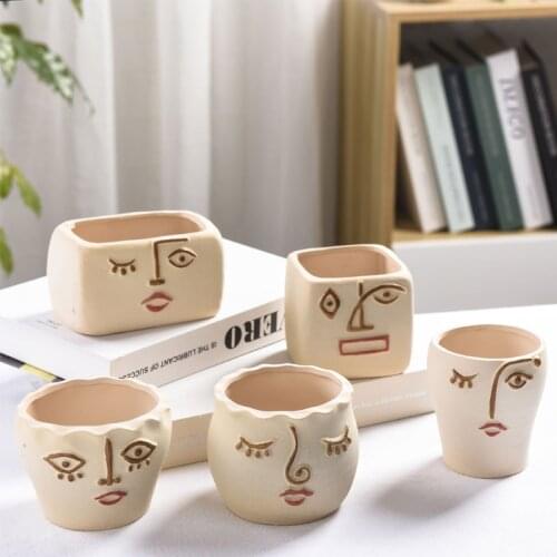 Creative hand-painted human face fleshy flower pot breathable ceramic modern living room bedroom decoration home decoration