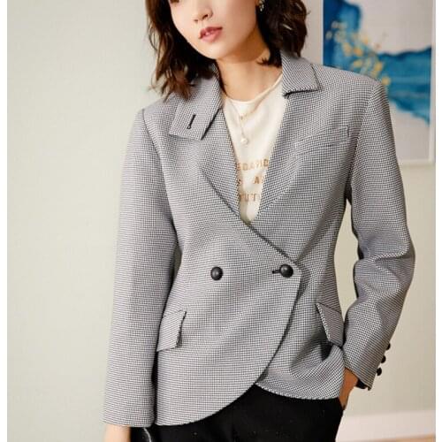 Small paragraph New Brief suit plover case show thin female age season retro show thin waist short coat leisure OL
