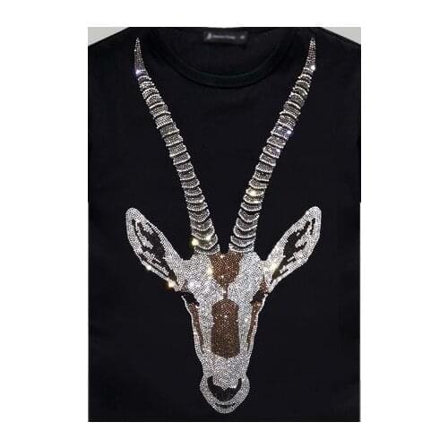 Goat patchesiron on crystal transfers design hot fix rhinestone motif rhinestones fix hot fix motif strass iron patch