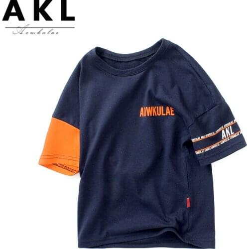Boys Clothes 2021 Summer Kids Boys Cotton T Shirts Korean Casual Loose Childrens Letter T-shirts 5-10 Y Teenagers Fashion Tees