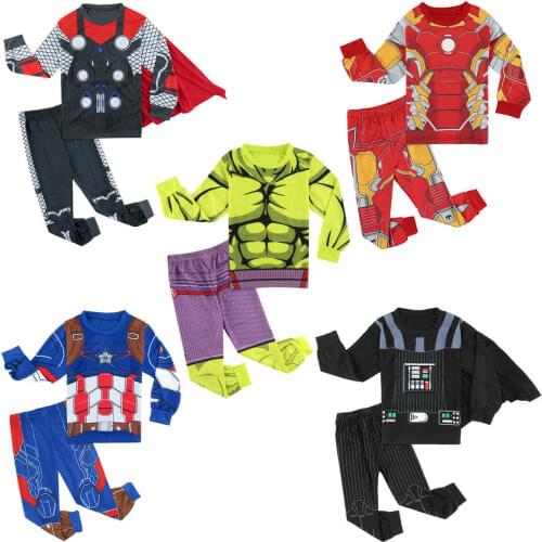 2 PCS Boys Pajamas Sets Kids Pirate Sleepwear Child Superhero Cosplay Pyjamas Spring Winter Clothes 3-8Y