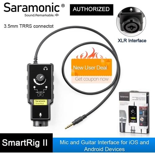 Saramonic SmartRig XLR Microphone Preamplifier Audio Adapter Mixer Preamp & Guitar Interface for DSLR Camera iPhone 7 7s 6 iPad