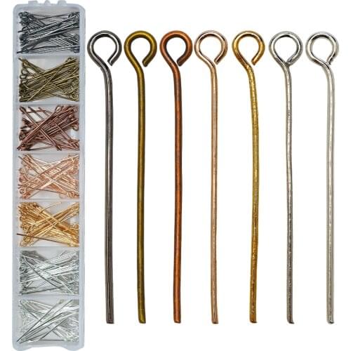 350Pcs/Set 7Colors 25MM Stainless Steel Eye Pins Findings Eye Head Pins For Jewelry Connector Making DIY Supplies Accessories