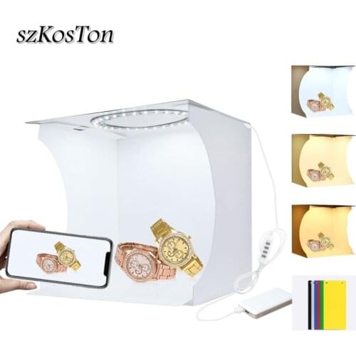 Folding Lightbox With 3 Color Ring Light Photo Studio Box Photography Softbox Light Box Studio Shooting Tent Box with 6 Backdrop