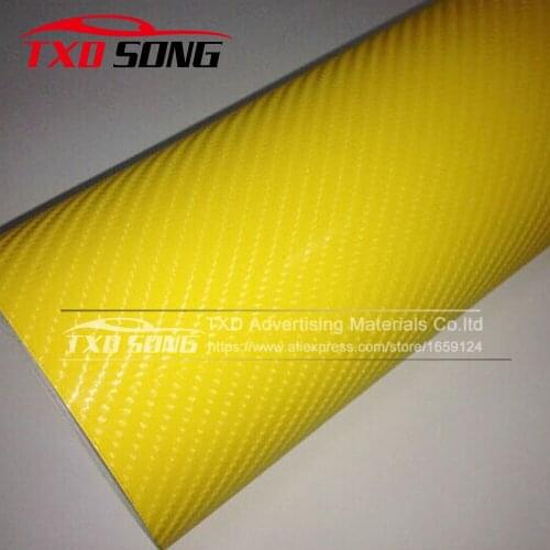 Car Styling DIY Glossy Yellow 4D Carbon Fiber Car Sticker And Decals Car Wrapping Vinyl Size: 10/20/30/40/50/60cm x 152cm/Lot