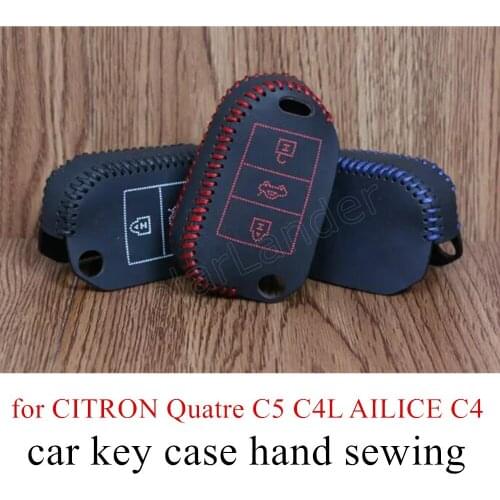 Only Red fit for CITRON Quatre C5 C4L AILICE C4 QUATRE(2016) C3XR(2015) hand sewing leather car key case cover new arrival