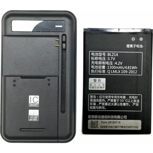 1PCS Universal battery Charger + 1PCS 1300mAh BL214 Battery For Lenovo A300T A269I A208t A218t A269 A305E A316 A360E A316I