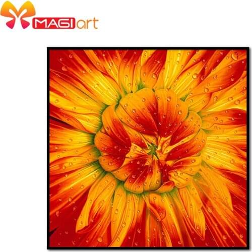 Cross stitch kits Embroidery needlework sets 11CT water soluble canvas patterns 14CT Oil painting Red daisy-NCMF159