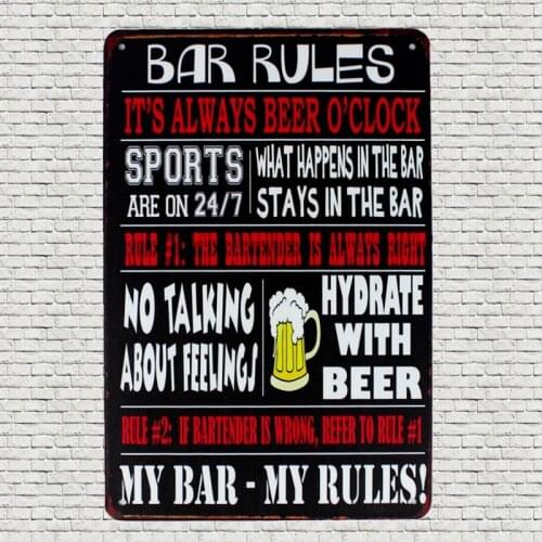 Bar Rules Beer Tin Metal Signs Vintage Plates For Wall Pub Home Art Craft Decor Cuadros Iron Poster 30X20CM A-1017