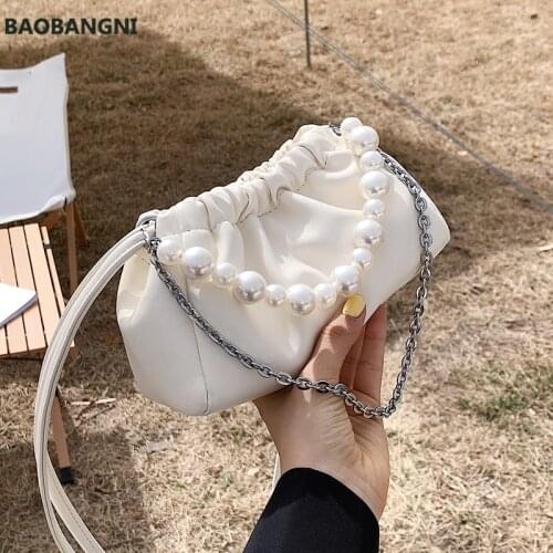 Pearl Design Small Fashion New High Quality PU Leather Womens Handbag Chain Shoulder Crossbody Bag