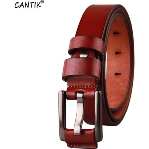 CANTIK Ladies Top Quality Cowskin Belts Cow Leather Cover Alloy Pin Buckles Jeans Clothing Accessory Women 2.6cm Width FCA037