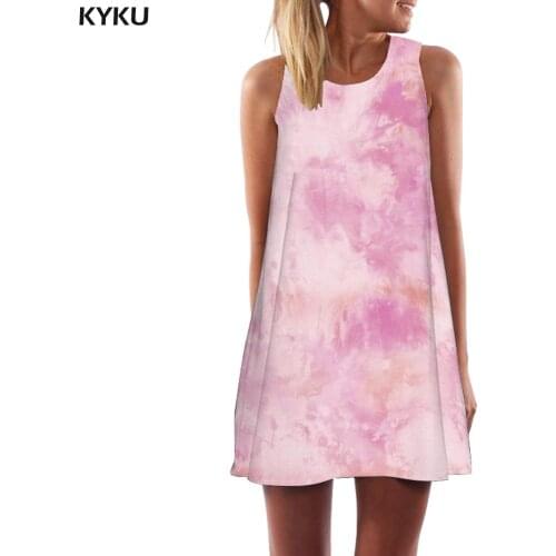 KYKU Tie Dye Dress Women Colorful Tank Dizziness Vestido Sexy Harajuku Sundress Womens Clothing Summer Sleeveless Tunic Wrap