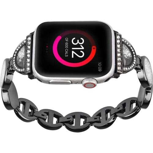 Quicksand Jewelry Metal Strap for Apple Watch Band 44mm 42mm 40mm 38mm Replacement iWatch Series 6 5 4 3 2 SE Wristband Bracelet